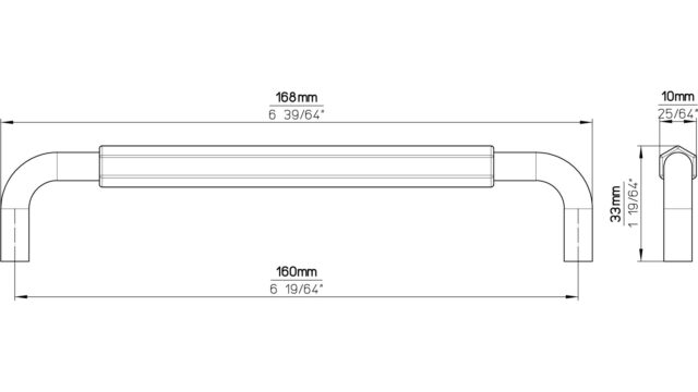 Griff Stollberg Druckguss schwarz matt pulverbeschichtet - 168 mm lang  vor weißem Hintergrund