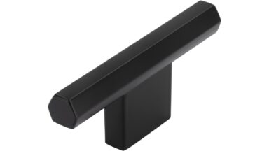 Griff Straubenhardt Druckguss schwarz matt pulverbeschichtet - 75 mm lang vor weißem Hintergrund