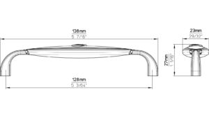 Griff Taufkirchen Druckguss - Kunststoff altmessing brüniert gebürstet beige - 138 mm lang  vor weißem Hintergrund