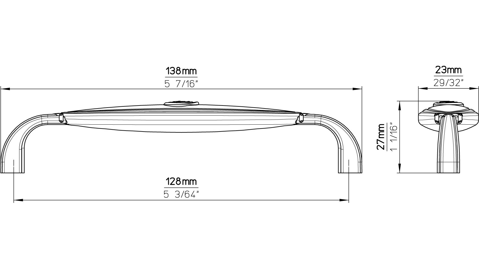 Griff Taufkirchen Druckguss - Kunststoff altmessing brüniert gebürstet beige - 138 mm lang  vor weißem Hintergrund