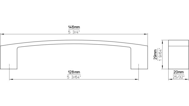 Griff Traunreut Aluminium silber natur matt - 146 mm lang  vor weißem Hintergrund