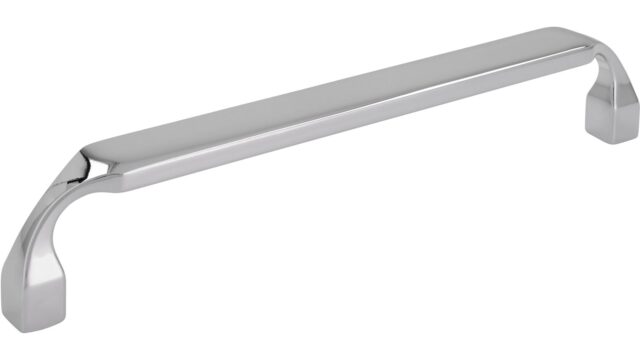 Griff Trebbin Druckguss chrom glänzend - 170 mm lang vor weißem Hintergrund