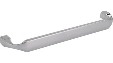 Griff Trebbin Druckguss chrom glänzend - 170 mm lang  vor weißem Hintergrund