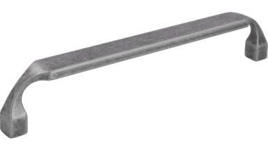 Griff Trebbin Druckguss zinnfarbig - 170 mm lang  vor weißem Hintergrund