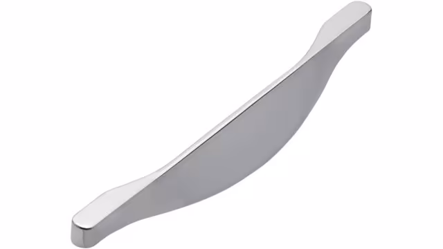 Griff Unterföhring Druckguss chrom glänzend - 185 mm lang  vor weißem Hintergrund