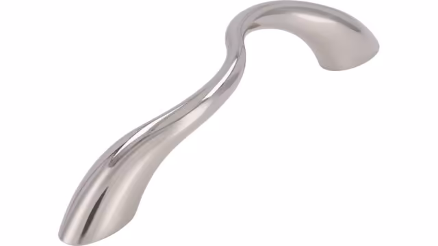 Griff Wadgassen Druckguss nickel glänzend - 130 mm lang  vor weißem Hintergrund