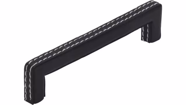 Griff Wallerfangen Kunstleder - Kunststoff schwarz - 140 mm lang  vor weißem Hintergrund