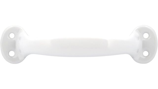 Griff Wegberg Stahl reinweiß pulverbeschichtet - 116 mm lang  vor weißem Hintergrund