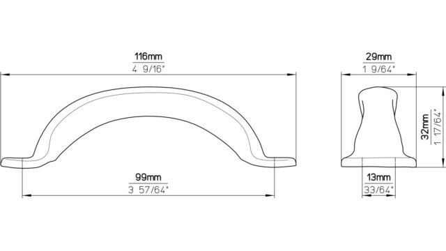 Griff Wegberg Stahl reinweiß pulverbeschichtet - 116 mm lang  vor weißem Hintergrund