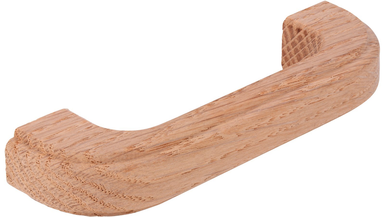 Griff Wernau Holz eiche roh - 112 mm lang  vor weißem Hintergrund