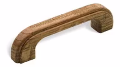 Griff Wernau Holz eiche gebeizt lackiert - 112 mm lang vor weißem Hintergrund