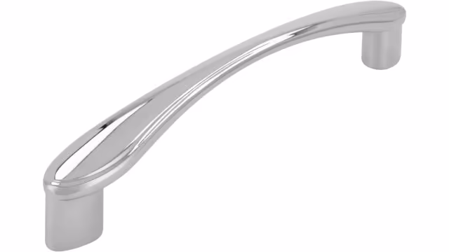 Griff Zülpich Druckguss chrom glänzend - 150 mm lang vor weißem Hintergrund