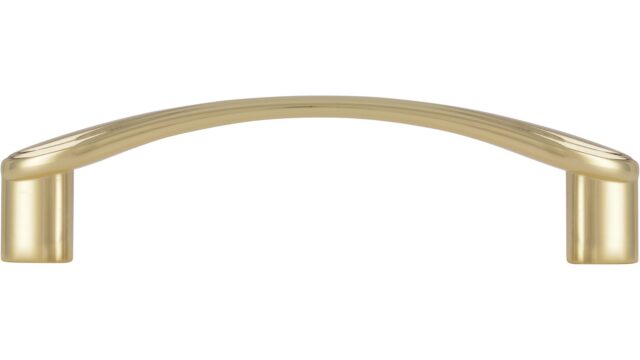 Griff Zülpich Druckguss glänzend vermessingt - 113 mm lang  vor weißem Hintergrund