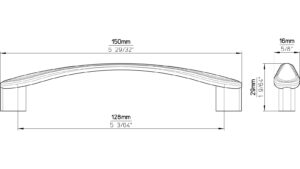 Griff Zülpich Druckguss matt vernickelt - 150 mm lang  vor weißem Hintergrund