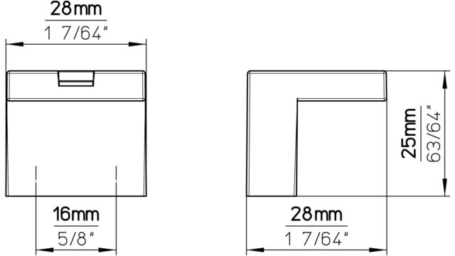 Griff + Einlage Alsdorf Kunststoff metallisiert weißaluminium metallisiert weißaluminium - 28 mm lang  vor weißem Hintergrund