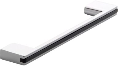 Griff + Einlage Claustal-Zellerfeld Druckguss - Kunststoff chrom glänzend schwarz - 168 mm lang  vor weißem Hintergrund