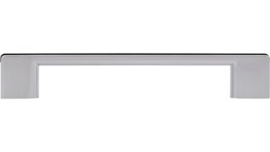 Griff + Einlage Claustal-Zellerfeld Druckguss - Kunststoff chrom glänzend schwarz - 168 mm lang  vor weißem Hintergrund