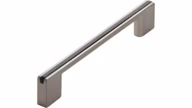 Griff + Einlage Claustal-Zellerfeld Druckguss - Kunststoff vernickelt feingeschliffen schwarz - 168 mm lang vor weißem Hintergrund