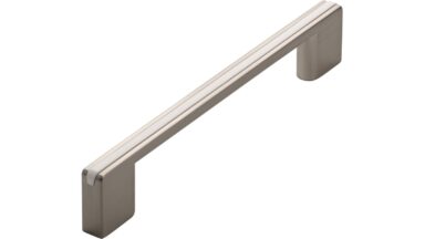 Griff + Einlage Claustal-Zellerfeld Druckguss - Kunststoff vernickelt feingeschliffen weiß - 168 mm lang vor weißem Hintergrund