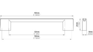 Griff + Einlage Claustal-Zellerfeld Druckguss - Kunststoff vernickelt feingeschliffen weiß - 168 mm lang  vor weißem Hintergrund