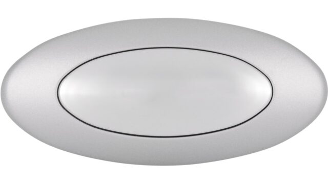 Griff + Einlage Langehagen Kunststoff metallisiert weißaluminium metallisiert chrom glänzend - 55 mm lang  vor weißem Hintergrund