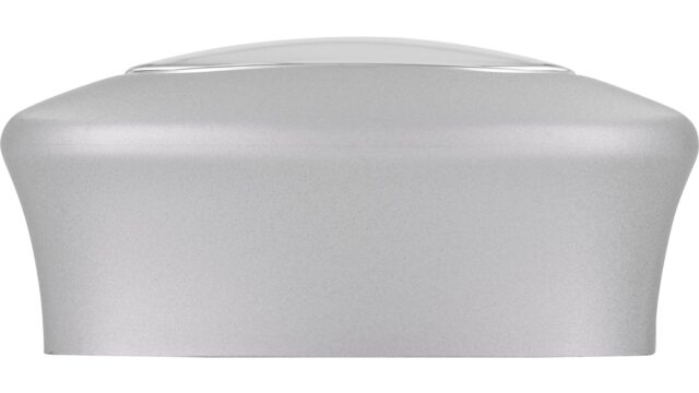 Griff + Einlage Langehagen Kunststoff metallisiert weißaluminium metallisiert chrom glänzend - 55 mm lang  vor weißem Hintergrund