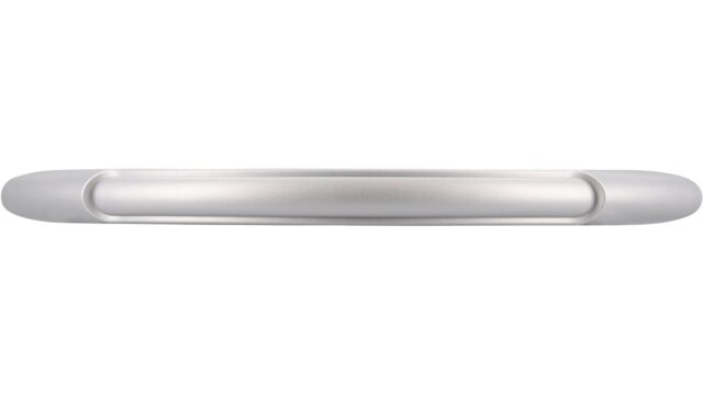 Griff + Einlage Nordhorn Kunststoff metallisiert weißaluminium metallisiert weißaluminium - 179 mm lang  vor weißem Hintergrund