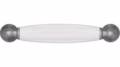 Griff + Einlage Wörth Druckguss - Kunststoff zinnfarbig weiß - 114 mm lang  vor weißem Hintergrund