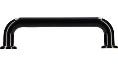 Griff + Unterlagen Bonn Kunststoff schwarz - 112 mm lang  vor weißem Hintergrund
