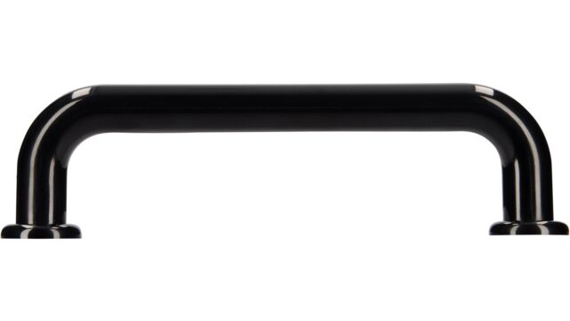 Griff + Unterlagen Bonn Kunststoff schwarz - 112 mm lang  vor weißem Hintergrund