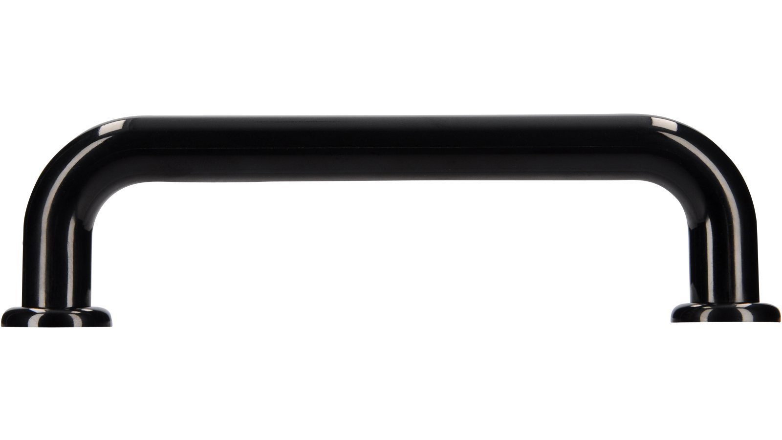 Griff + Unterlagen Bonn Kunststoff schwarz - 112 mm lang  vor weißem Hintergrund