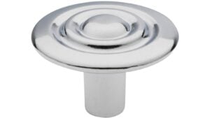 Knopf Altenburg Druckguss chrom glänzend - 28 mm lang  vor weißem Hintergrund
