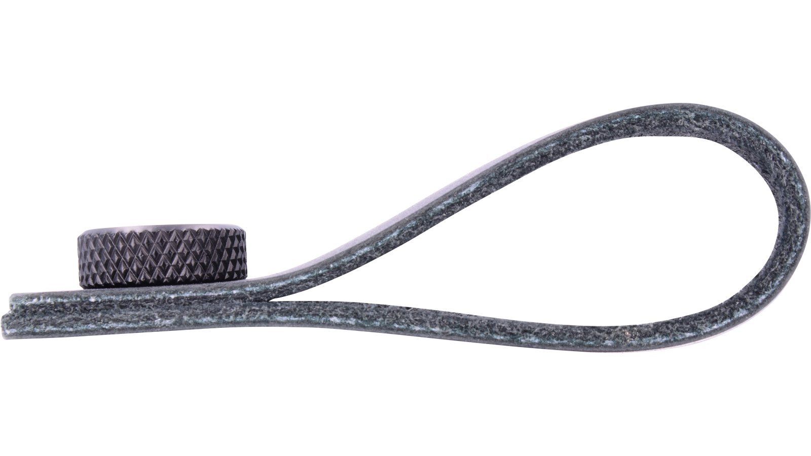 Knopf Asperg Aluminium - Echtleder schwarz schwarz matt pulverbeschichtet - 76 mm lang  vor weißem Hintergrund