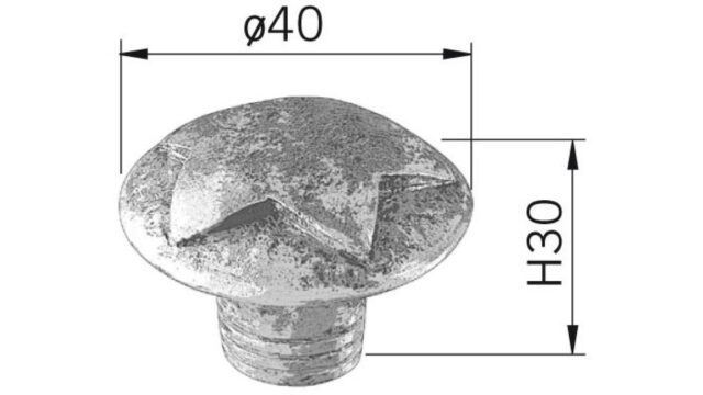 Knopf Bad-Camberg Kunststoff antikrot - 40 mm lang  vor weißem Hintergrund