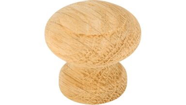 Knopf Bad-Dürrenberg Holz eiche roh - 30 mm lang  vor weißem Hintergrund