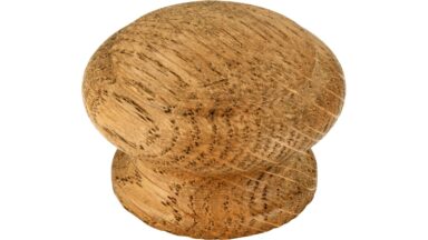 Knopf Bad-Dürrenberg Holz eiche gebeizt lackiert - 44 mm lang  vor weißem Hintergrund