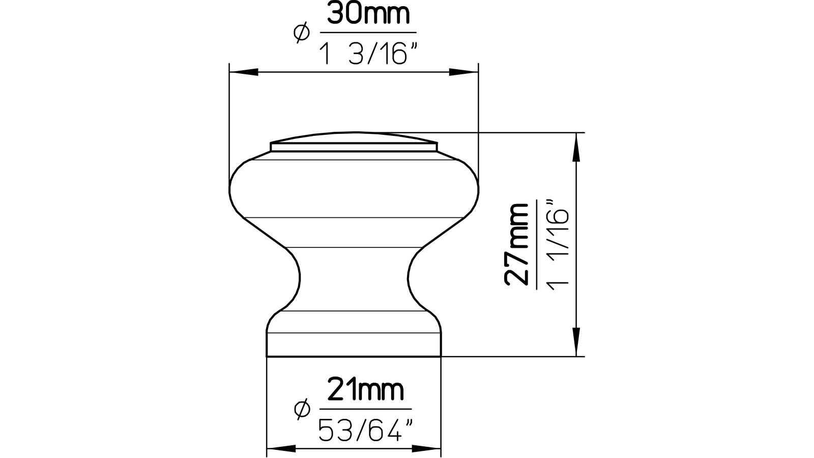 Knopf Bad-Dürrenberg Holz kiefer natur lackiert - 30 mm lang  vor weißem Hintergrund