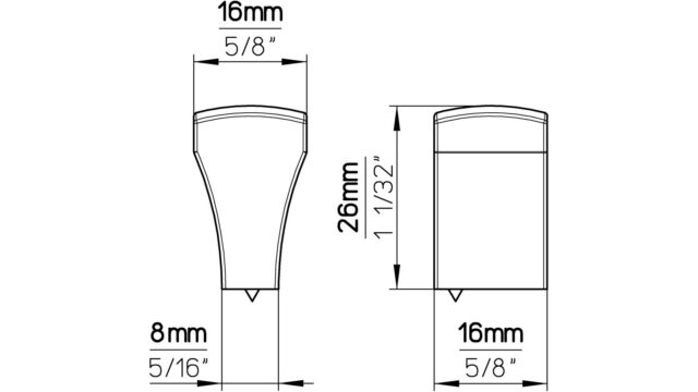 Knopf Bad-Mergentheim Druckguss alufarbig pulverbeschichtet - 16 mm lang  vor weißem Hintergrund