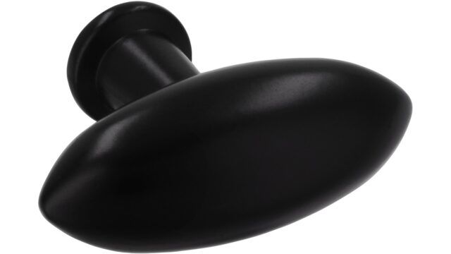 Knopf Baiersbronn Druckguss schwarz matt pulverbeschichtet - 38 mm lang  vor weißem Hintergrund
