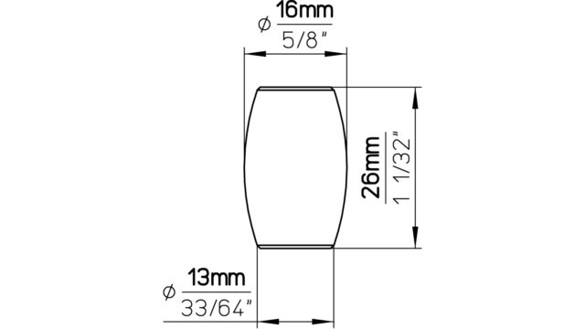 Knopf Bensheim Druckguss schwarz matt pulverbeschichtet - 16 mm lang  vor weißem Hintergrund