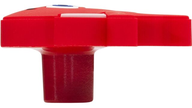 Knopf Biebertal Softmaterial - Metallfuß rot - 52 mm lang  vor weißem Hintergrund