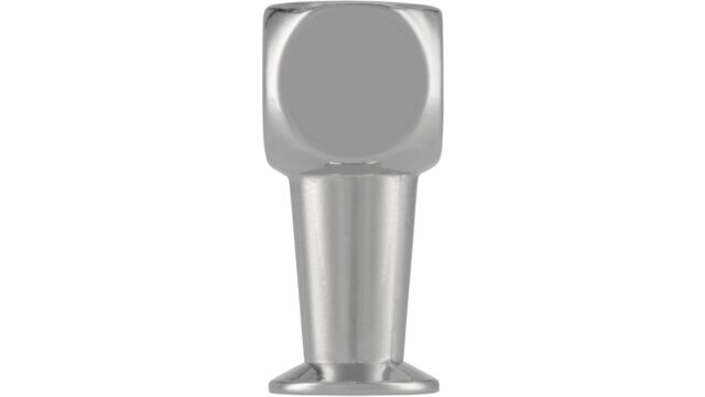 Knopf Birkenfeld Druckguss chrom glänzend - 10 mm lang  vor weißem Hintergrund