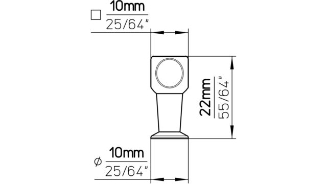 Knopf Birkenfeld Druckguss chrom glänzend - 10 mm lang  vor weißem Hintergrund