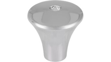 Knopf Bobingen Druckguss chrom glänzend swarovski® kristalle - 24 mm lang vor weißem Hintergrund