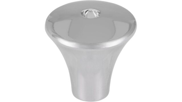 Knopf Bobingen Druckguss chrom glänzend swarovski® kristalle - 24 mm lang  vor weißem Hintergrund