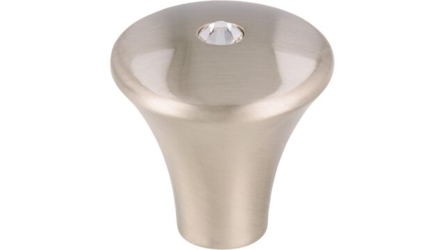 Knopf Bobingen Druckguss vernickelt feingeschliffen swarovski® kristalle - 24 mm lang  vor weißem Hintergrund