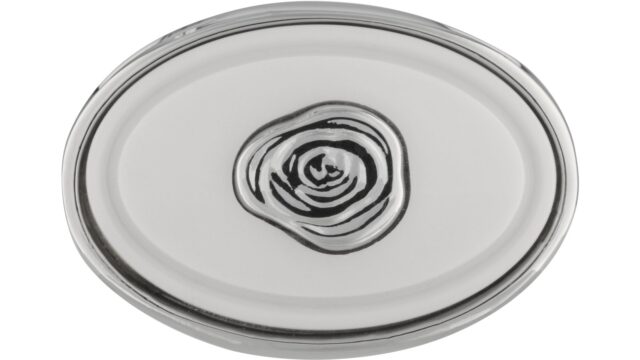 Knopf Brakel Druckguss - Kunststoff chrom glänzend weiß - 32 mm lang  vor weißem Hintergrund
