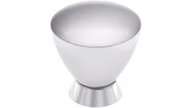 Knopf Buchloe Kunststoff metallisiert chrom metallisiert chrom glänzend - 32 mm lang  vor weißem Hintergrund