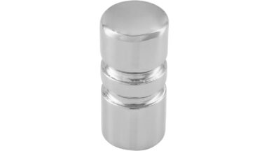 Knopf Bückeburg Druckguss chrom glänzend - 12 mm lang vor weißem Hintergrund