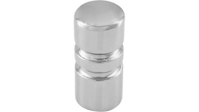 Knopf Bückeburg Druckguss chrom glänzend - 12 mm lang  vor weißem Hintergrund